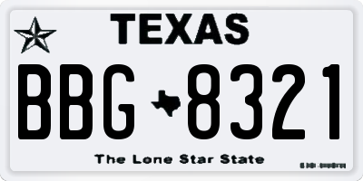 TX license plate BBG8321