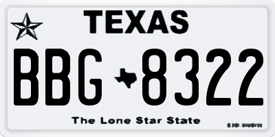 TX license plate BBG8322