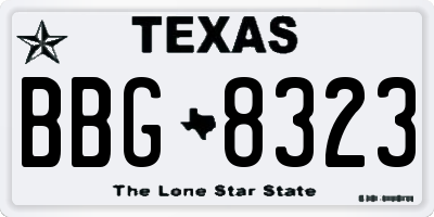 TX license plate BBG8323