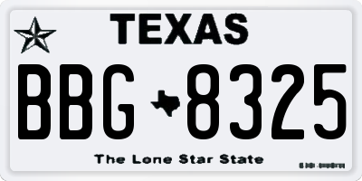 TX license plate BBG8325