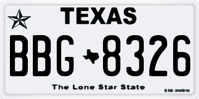 TX license plate BBG8326