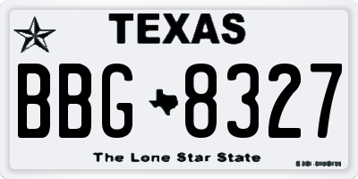 TX license plate BBG8327