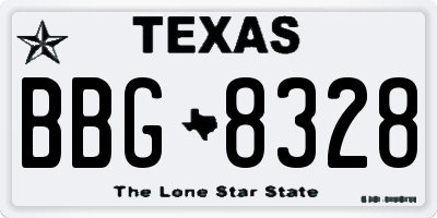 TX license plate BBG8328