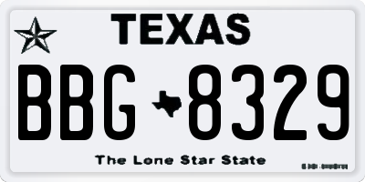 TX license plate BBG8329