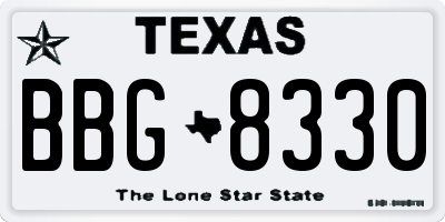 TX license plate BBG8330