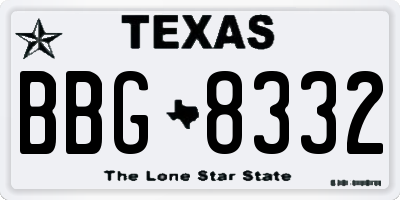 TX license plate BBG8332