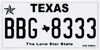 TX license plate BBG8333