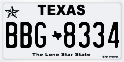 TX license plate BBG8334