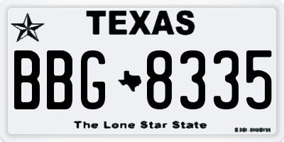 TX license plate BBG8335