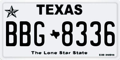 TX license plate BBG8336