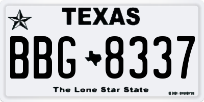 TX license plate BBG8337