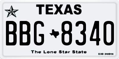 TX license plate BBG8340