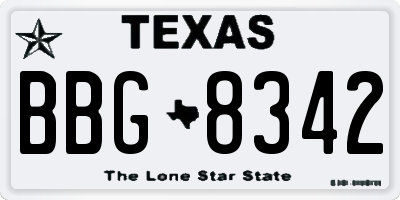 TX license plate BBG8342