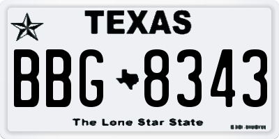 TX license plate BBG8343