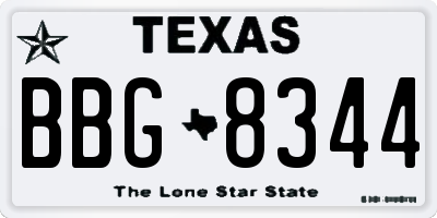 TX license plate BBG8344