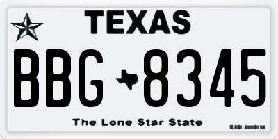 TX license plate BBG8345