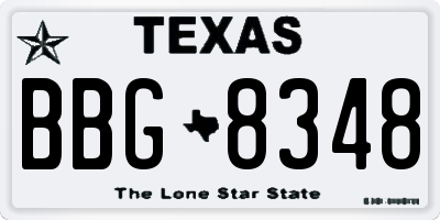 TX license plate BBG8348