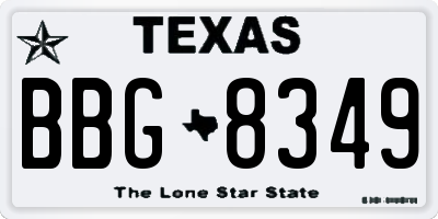 TX license plate BBG8349