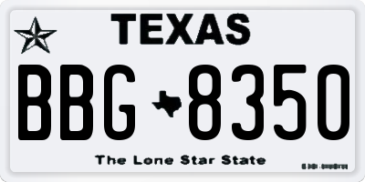 TX license plate BBG8350