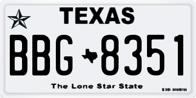 TX license plate BBG8351