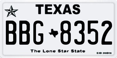 TX license plate BBG8352