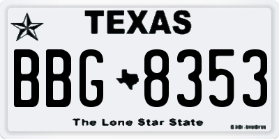 TX license plate BBG8353