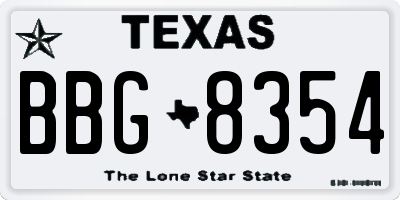 TX license plate BBG8354