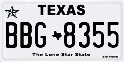 TX license plate BBG8355