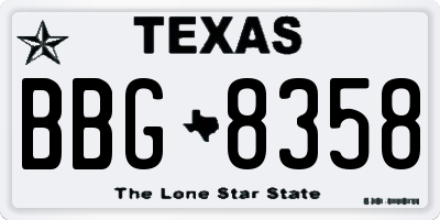 TX license plate BBG8358