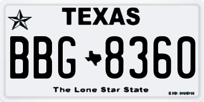 TX license plate BBG8360