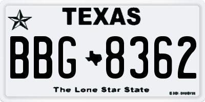 TX license plate BBG8362