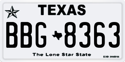 TX license plate BBG8363