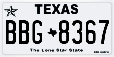 TX license plate BBG8367