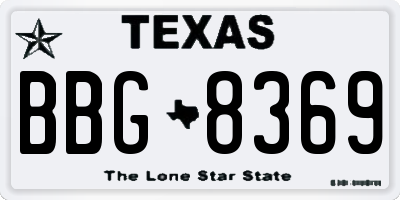 TX license plate BBG8369