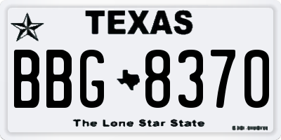 TX license plate BBG8370