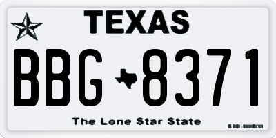 TX license plate BBG8371