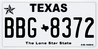 TX license plate BBG8372