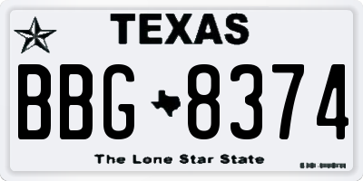 TX license plate BBG8374