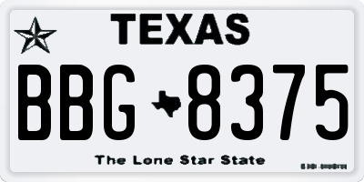 TX license plate BBG8375