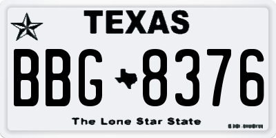 TX license plate BBG8376