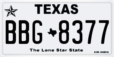 TX license plate BBG8377