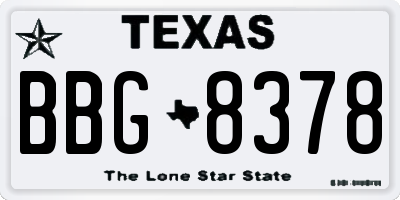 TX license plate BBG8378