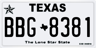 TX license plate BBG8381