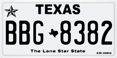 TX license plate BBG8382