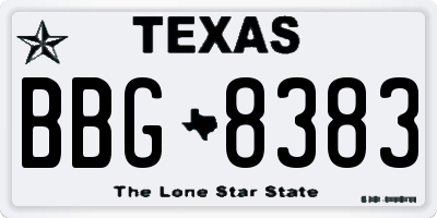 TX license plate BBG8383