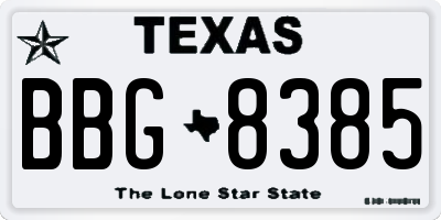 TX license plate BBG8385