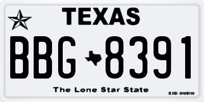 TX license plate BBG8391