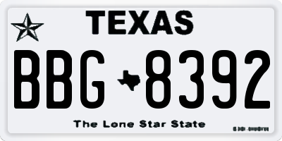 TX license plate BBG8392