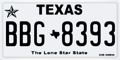 TX license plate BBG8393