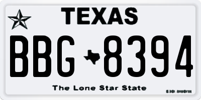 TX license plate BBG8394